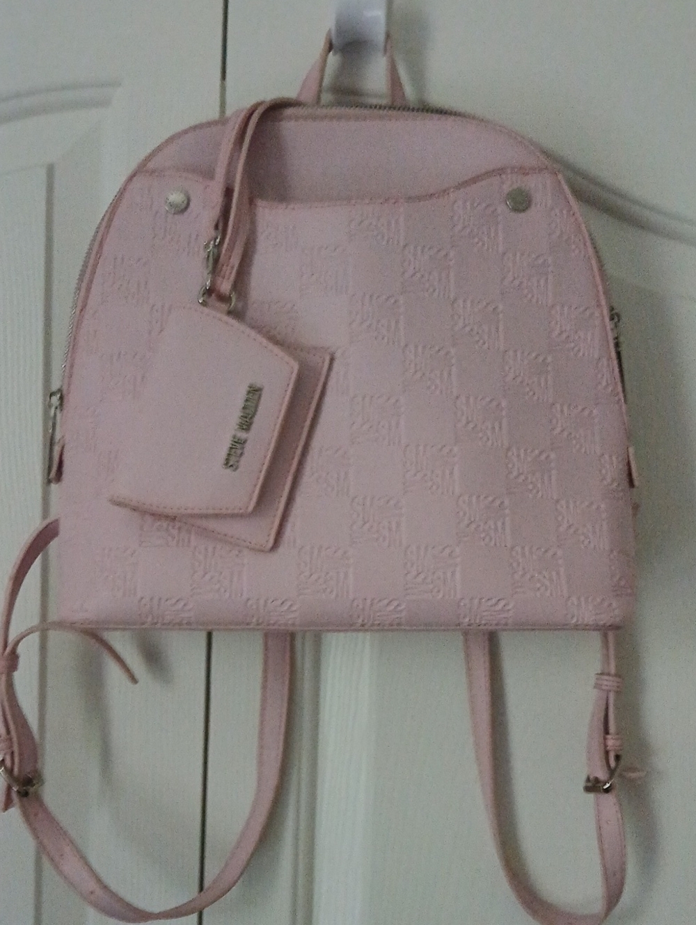 Steve Madden Blush Pink Embossed Signature Backpack